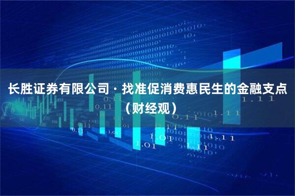 长胜证券有限公司 · 找准促消费惠民生的金融支点（财经观）
